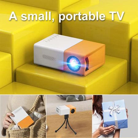 Mini Projector, PVO Portable Projector for Cartoon, Kids Gift, Outdoor Movie Projector, LED Pico Video Projector for Home Theater Movie Projector with HDMI USB Interfaces and Remote Control