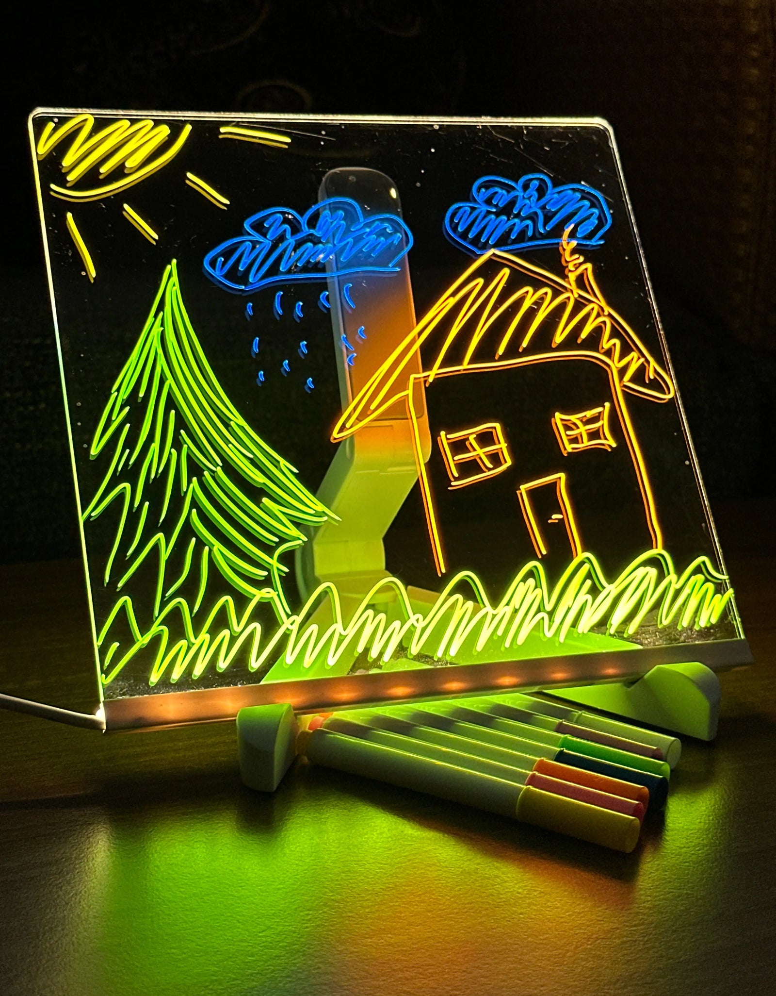 Creative Rewritable Acrylic LED Message Board -（with 7 Pens）