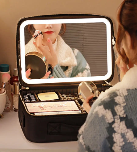 Travel Makeup bag with LED Mirror
