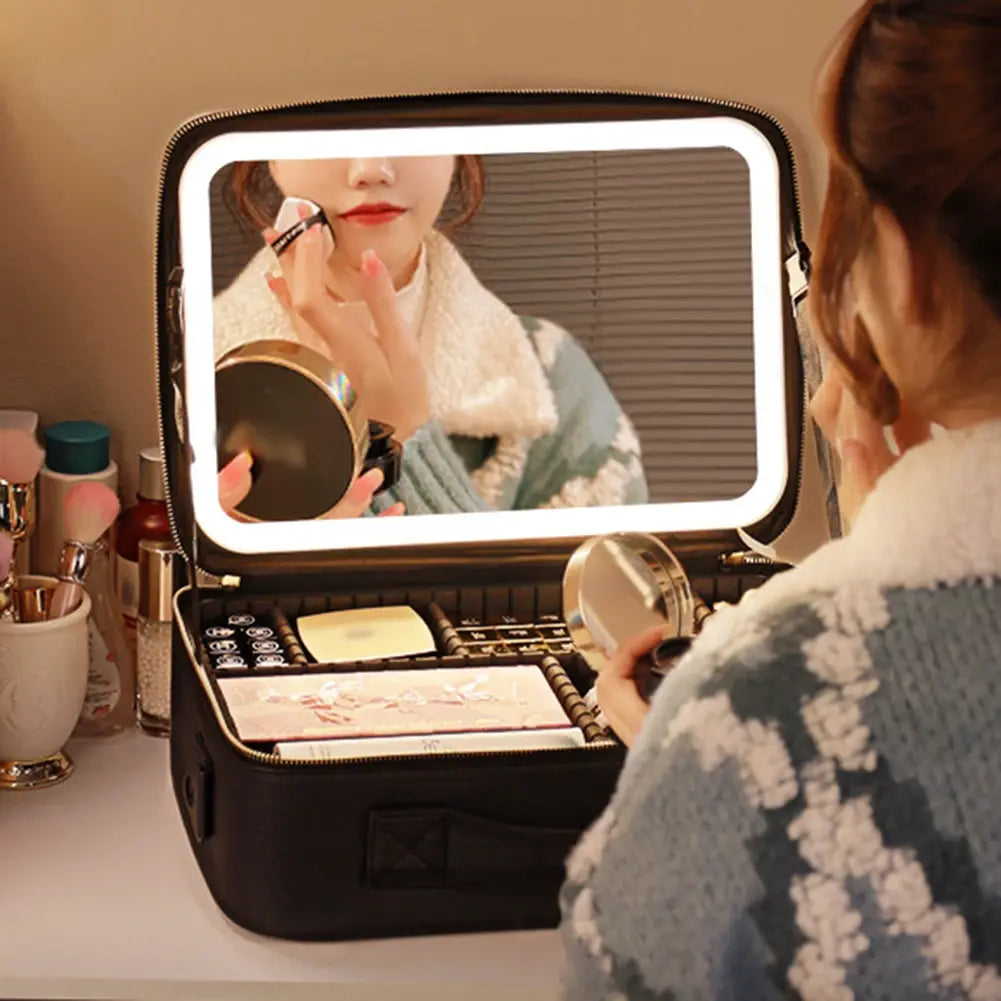 Travel Makeup bag with LED Mirror