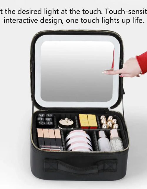 Load image into Gallery viewer, Travel Makeup bag with LED Mirror
