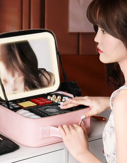 Load image into Gallery viewer, Travel Makeup bag with LED Mirror
