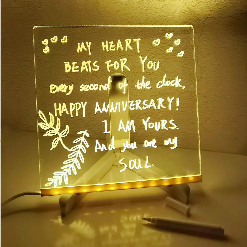 Creative Rewritable Acrylic LED Message Board -（with 7 Pens）