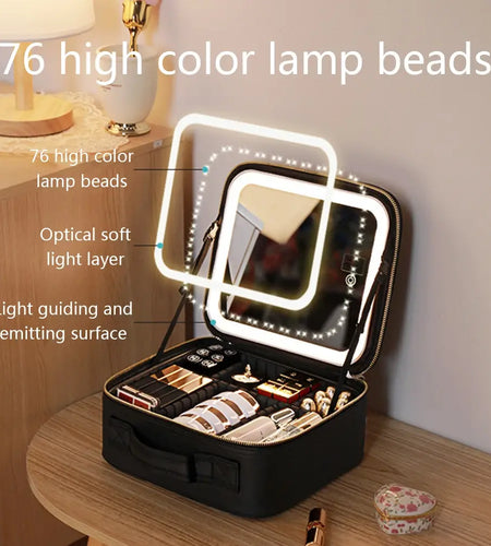 Travel Makeup bag with LED Mirror