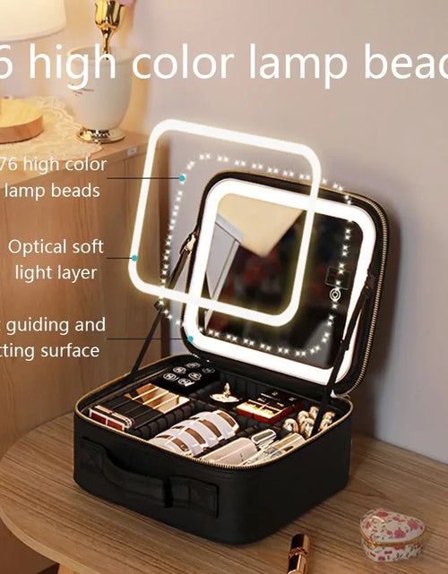 Load image into Gallery viewer, Travel Makeup bag with LED Mirror
