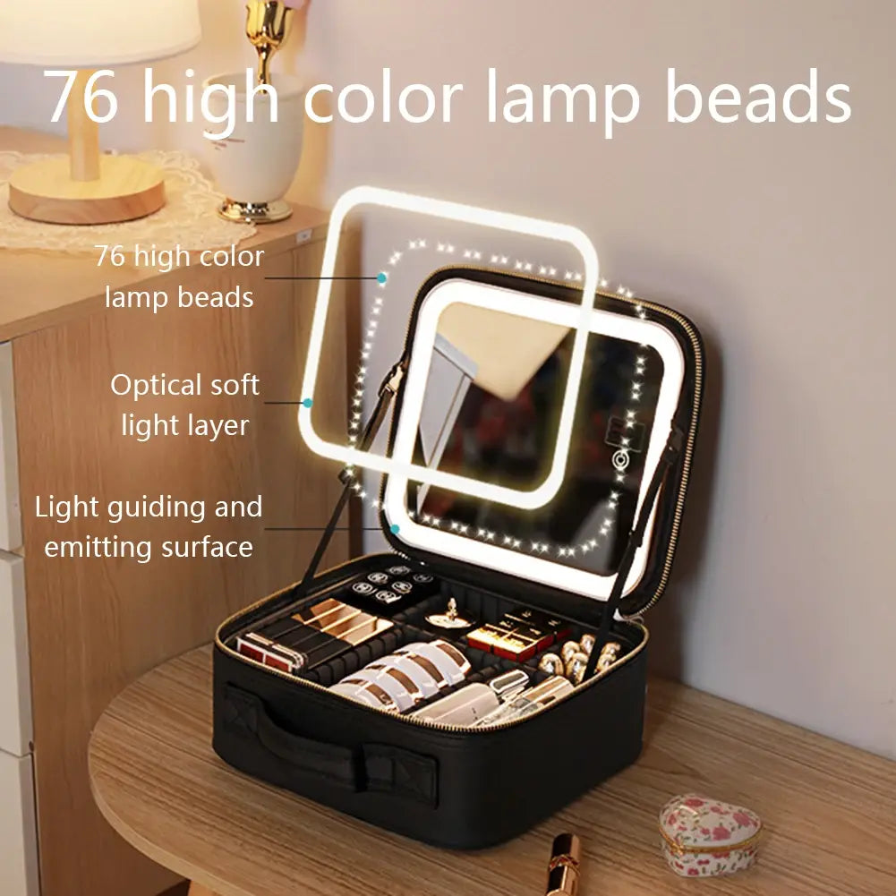 Travel Makeup bag with LED Mirror